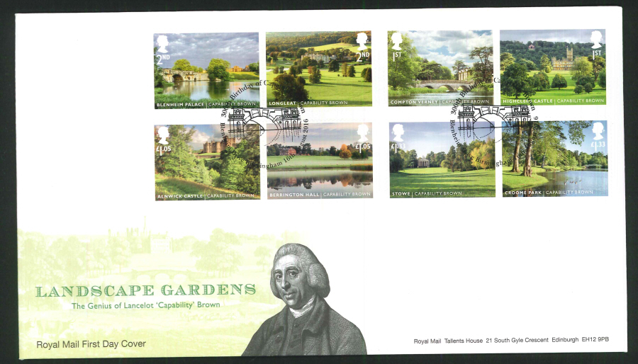2016 - Landscape Gardens First Day Cover - Blenheim Drive Birmingham Postmark